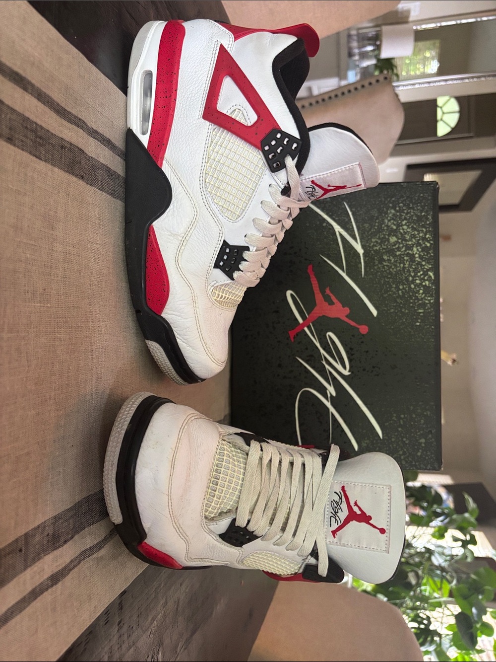 Air Jordan 4 Retro White Fire Red Black w/ Box